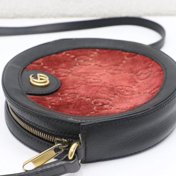 Gucci Ophidia Round Shoulder Bag GG Velvet Mini Red 574978 - Picture 7 of 14